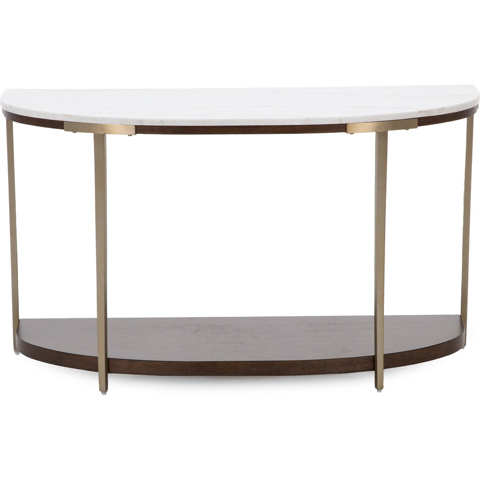 rivr smoked cherry white stone top sofa table eme  