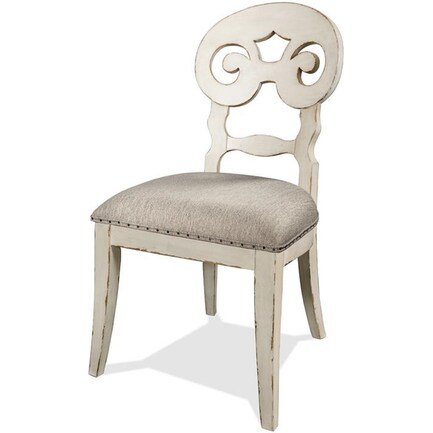 Scroll Back Upholstered Side Chair - White