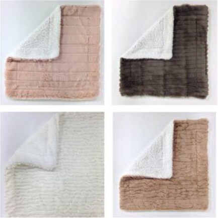 Assorted Color and Texture Faux Fur Sherpa Throw Each 50"W x 60"L