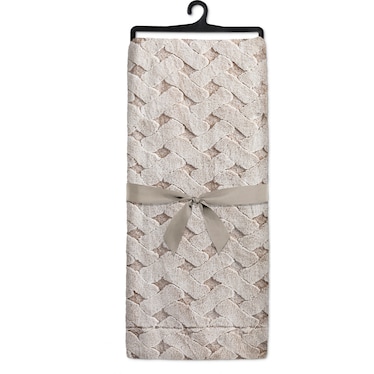 Taupe Diamond Textured Faux Rabbit Fur Throw 48"W x 60"L