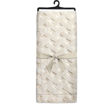 Ivory Diamond Texture Faux Rabbit Fur Throw 48"W x 60"L