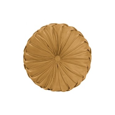 Honey Gold Velvet Pleated Round Poly Pillow 14"