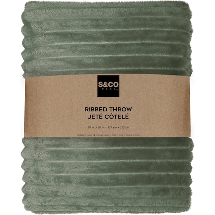 Moss Green Chunky Soft Ribbed Throw 50"W x 60"L