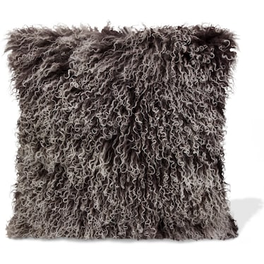 Grey Ombre Lamb Fur Poly Pillow 15.75"W x 15.75"H