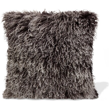 Grey Ombre Lamb Fur Pillow 15.75"W x 15.75"H