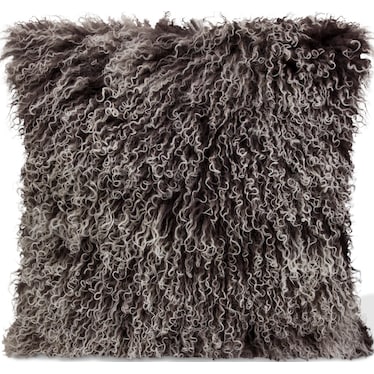 Grey Ombre Lamb Fur Poly Pillow 15.75"W x 15.75"H
