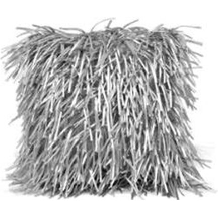 Grey Fringy Pillow 16"W x 16"H