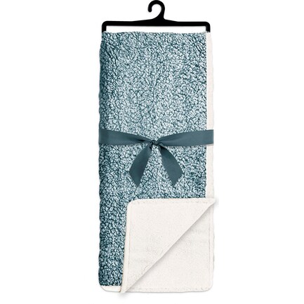 Teal Frosted Sherpa Throw 40"W x 60"L