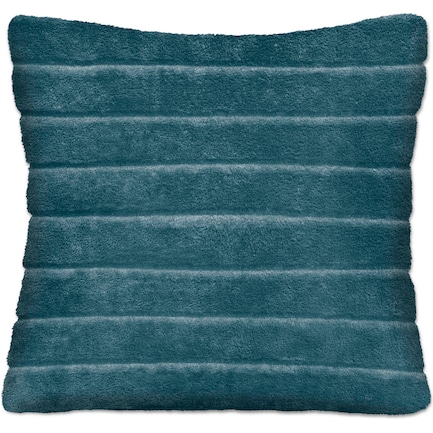 Teal Ribbed Faux Fur Pillow 17"W x 17"H