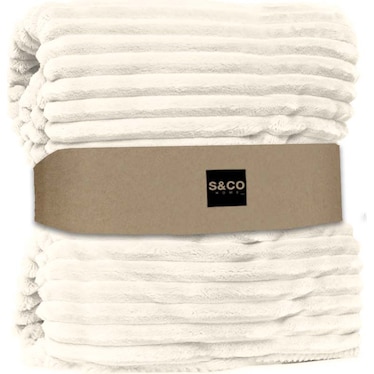 Ivory Chunky Soft Ribbed Throw 50"W x 60"L