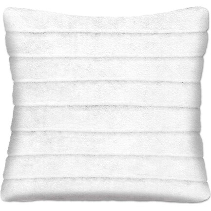 White Ribbed Faux Fur Pillow 17"W x 17"H
