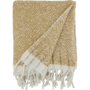 Natural Faux Mohair Herringbone Throw 50"W x 60"L