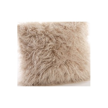 Oatmeal Faux Mongolian Fur Poly Pillow 18"W x 18"H