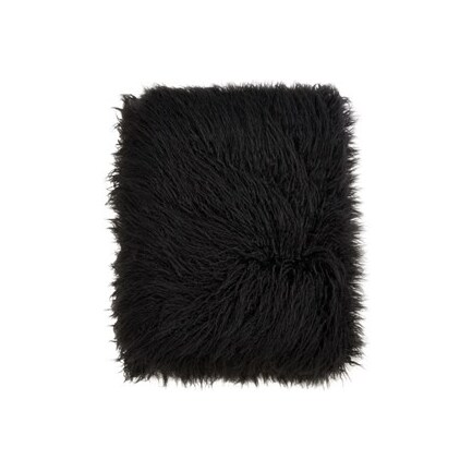 Black Faux Mongolian Fur Throw 50"W x 60"L