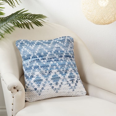 Blue Diamond Chindi Zippered Poly Pillow 18"W x 18"H