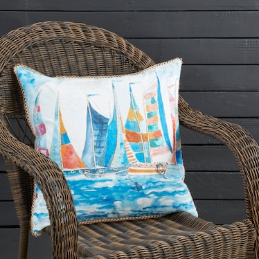 Sailboats Zippered Indoor/Outdoor Poly Pillow 20"W x 20"H