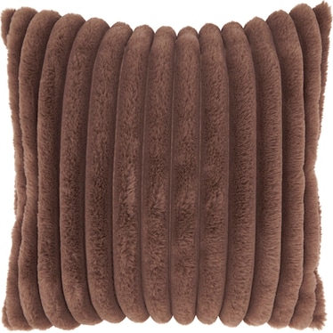 Brown Faux Rabbit Fur Poly Pillow 18"W x 18"H