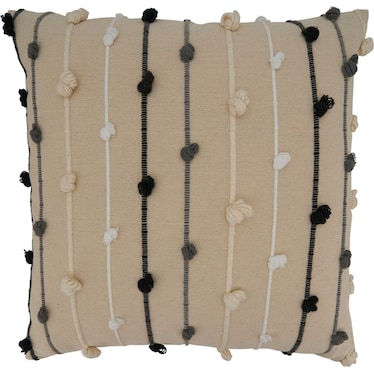 Black and White Knotted Zippered Poly Pillow 22"W x 22"H