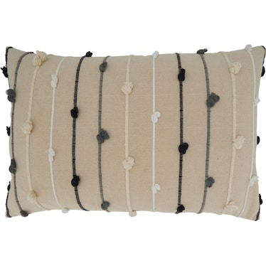 Black and White Knotted Zippered Poly Pillow 24"W x 16"H