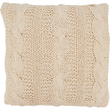 Vanilla Cable Knit Down Pillow 20"W x 20"H