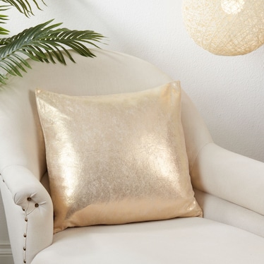 Gold Shimmer Zippered Down Pillow 20"W x 20"H