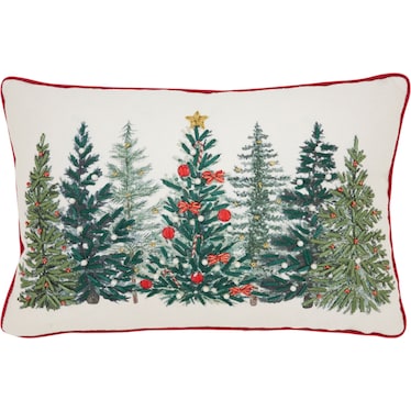 Multi Christmas Trees Poly Pillow 18"W x 12"H