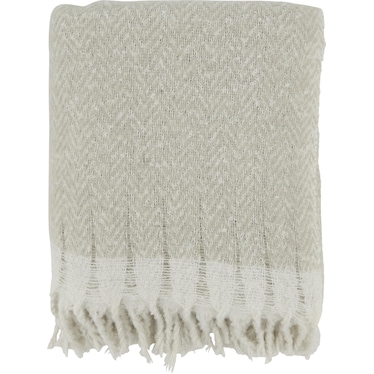Grey Faux Mohair Herringbone Throw 50"W x 60"L