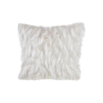 Ivory Faux Fur Poly Pillow 18"W x 18"H