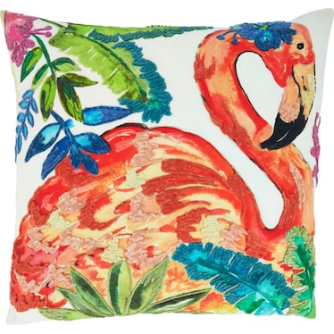 Flamingo Zippered Poly Pillow 20"W x 20"H