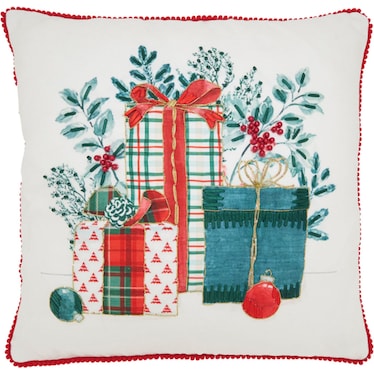 Multi Christmas Gifts Poly Pillow 18"W x 18"H