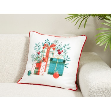 Multi Christmas Gifts Poly Pillow 18"W x 18"H