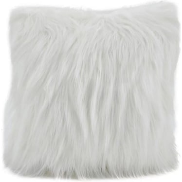 Ivory Faux Fur Poly Pillow 18"W x 18"H