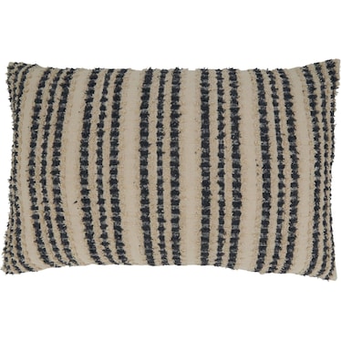 Black and White Striped Zippered Poly Pillow 24"W x 16"H