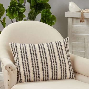 Black and White Striped Zippered Poly Pillow 24"W x 16"H