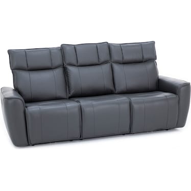 Marcus Leather Power Headrest Sofa With Drop Down Table, Heat, Massage And High Def Sound System