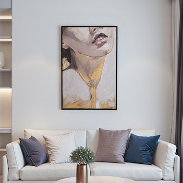 Woman Portrait Hand Painted Framed Painting 32"W x 48"H