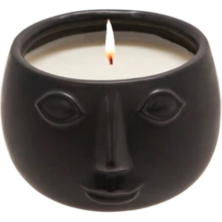 Black Ceramic Face Candle 5"W x 3"H