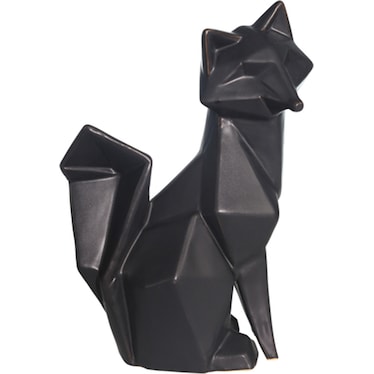 Black Modern Fox Figurine 7"W x 10"H