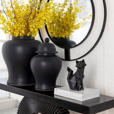 Black Modern Fox Figurine 7"W x 10"H