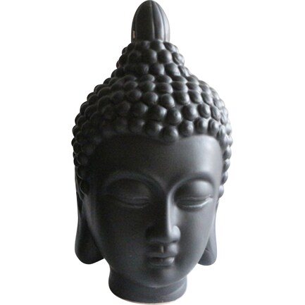 Black Ceramic Buddha Head 6"W x 10"H