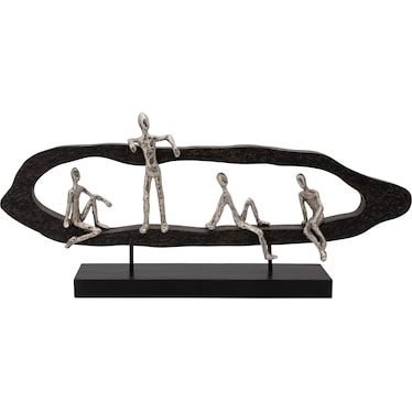 Black and Silver 4 Men Hanging Out Décor 30"W x 13"H