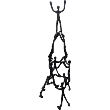 Metal Human Pyramid Sculpture 9"W x 29"H