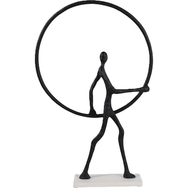 Man with Ring Black Metal Sculpture 17"W x 27"H