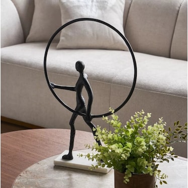 Man with Ring Black Metal Sculpture 17"W x 27"H