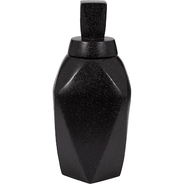 Small Black Ceramic Jar with Lid 8"W x 19"H