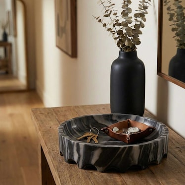 Charcoal Marble Bowl 14"W x 4"H