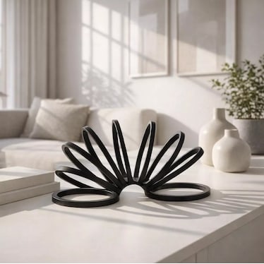 Black Metal Slinky Sculpture 16"W x 8"H