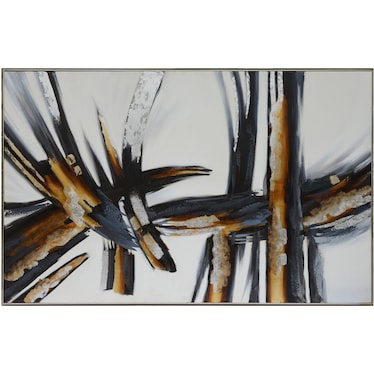 Black and Multi-Colored Abstract Oil Painting 82"W x 52"H