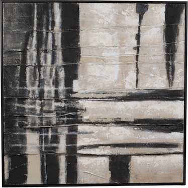 Black and Tan Abstract Hand Painted Wall Art 50"W x 50"H