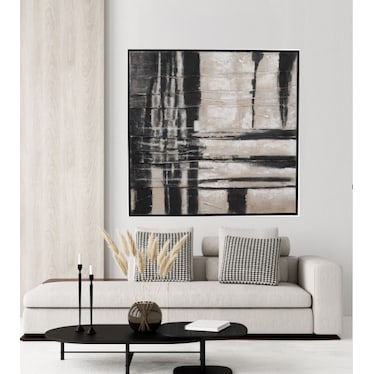 Black and Tan Abstract Handpainted Wall Art 50"W x 50"H